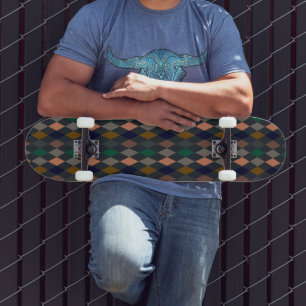 Skateboard Bois foncé Harlequin Diamants