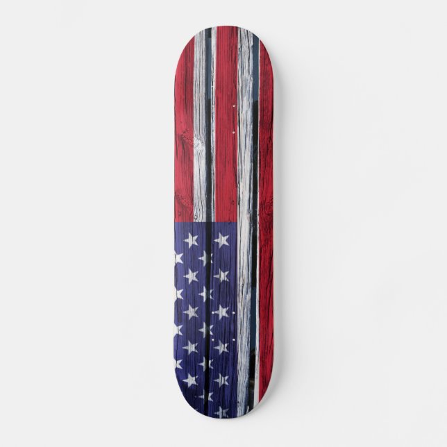 Skateboard Bois rustique de drapeau américain (Recto)