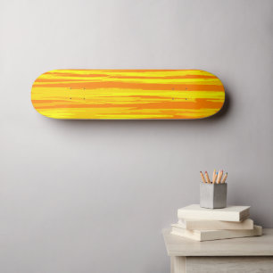 Skateboard Bois Texture Imprimer Motif Jaune Orange