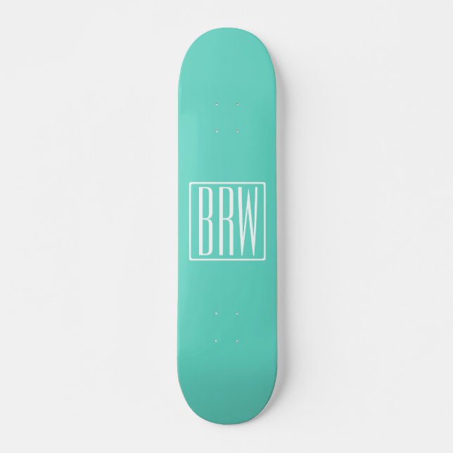 Skateboard Bold Modern | White on aqua (Devant)