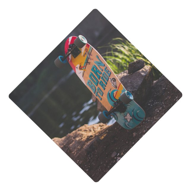 Skateboard Born To Ride Graduation Cap Topper (Front)