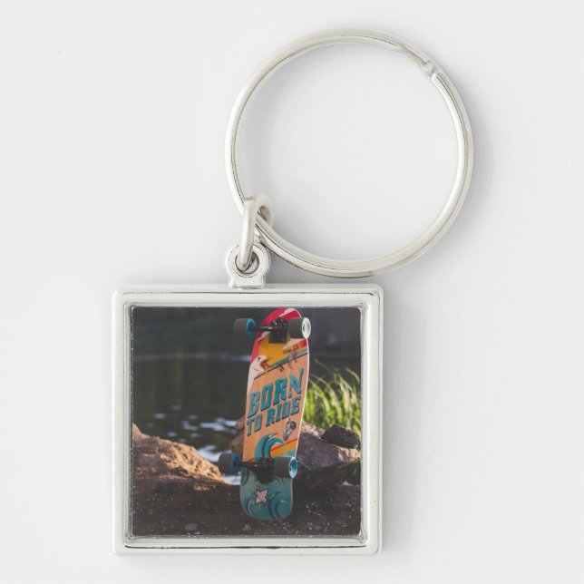Skateboard Born To Ride Keychain (Front)