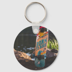 Skateboard Born To Ride Keychain