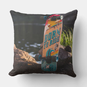 Skateboard Born To Ride Throw Pillow