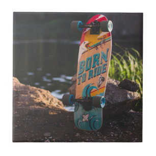 Skateboard Born To Ride Tile