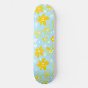 Skateboard Bouquet Fleur Daisy Meadow Sky Jaune Blanc