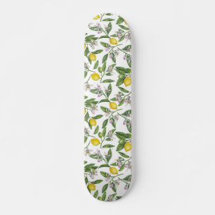 Skateboard Branches de citron aux fleurs et aux fruits