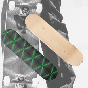 Skateboard Bright Green and Black Hi Tech Pattern