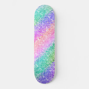 Skateboard Bright Rainbow Pebble Ombre Confetti Style Striped