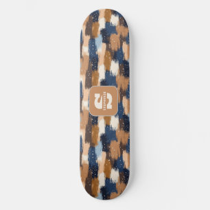 Skateboard Brosses Abstraites en bleu, blanc et Brown (2)