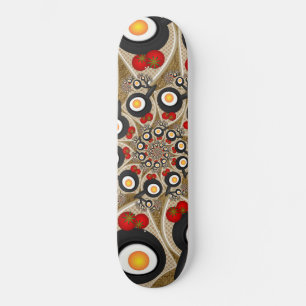 Skateboard Brunch Fractal Art Drôle Nourriture, Tomates, Oeuf