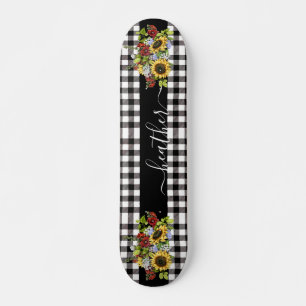 Skateboard Buffalo Black White Sunflower Nom manuscrit