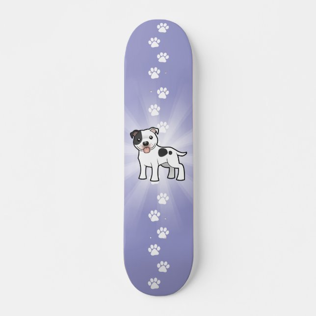 Skateboard Bull-terrier du Staffordshire de bande dessinée (Devant)