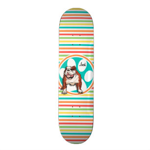 Skateboard Bulldog ; Bright Rainbow Strips