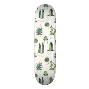 Skateboard Cactus pour aquarelle et Succulent