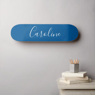 Skateboard Calligraphie Chic Personnalisée Nom Cobalt Bleu