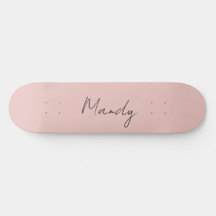 Skateboard Calligraphie Élégant Rose Or Plaine Nom simple