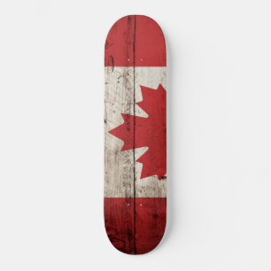 Skateboard Canada Flag on Old Wood