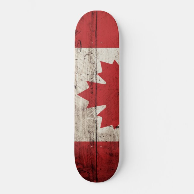 Skateboard Canada Flag on Old Wood (Recto)