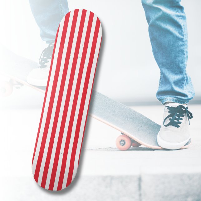 Skateboard Cane à sucre rouge et blanc rayé horizontal simple (Créateur téléchargé)