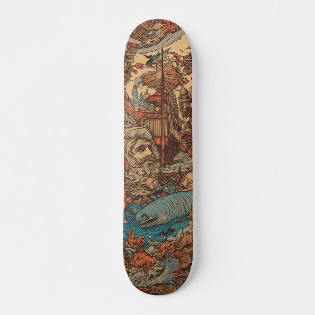 Skateboard Capitaine psychédélique colorée Nemo (Devant)