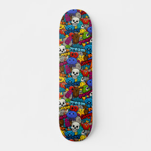 Skateboard Caractères graffitis colorés Motif