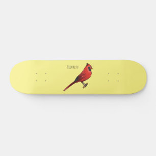 Skateboard Cardinal du Nord dessin animé d'oiseau