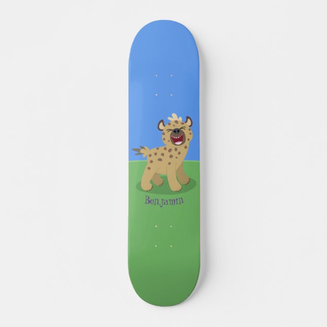 Skateboard Caricature amusante hyena riant illustration (Devant)