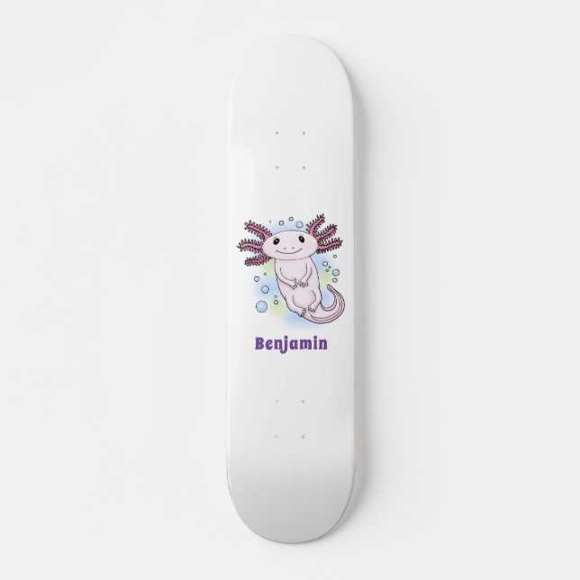 Skateboard Caricature axolotl rose adorable (Devant)