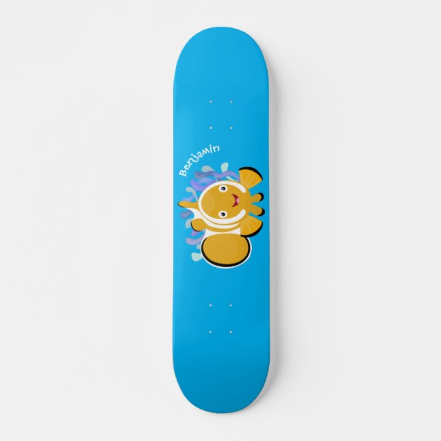 Skateboard Caricature d'anénome de poisson clown joli (Devant)