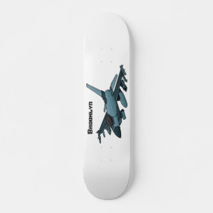 Skateboard Caricature d'avion de chasse militaire