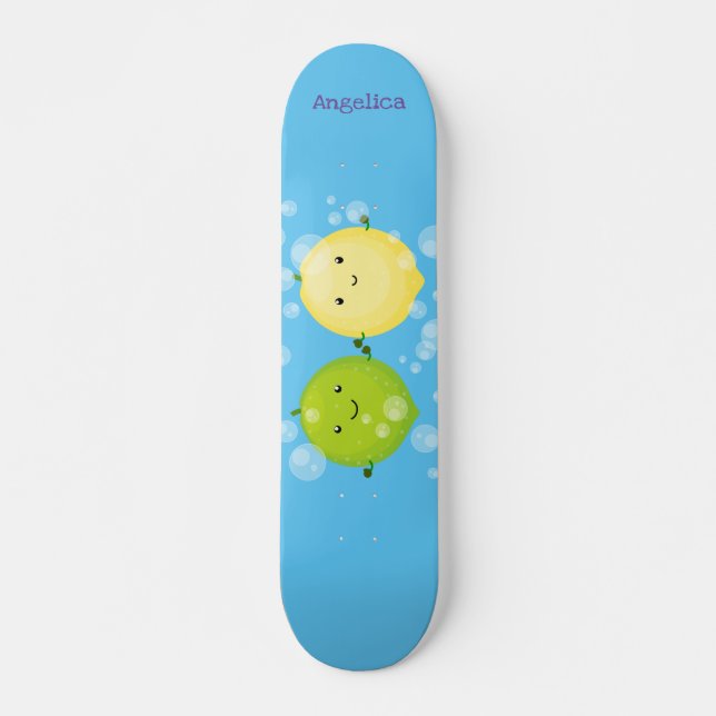 Skateboard Caricature de chaux de citron joyeux (Devant)