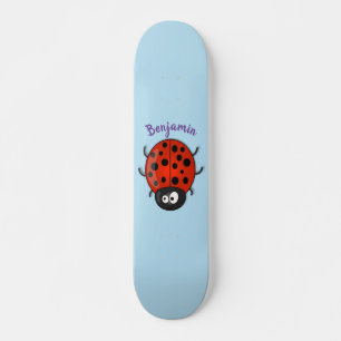 Skateboard Caricature de coccinelle rouge joyeux