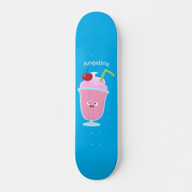 Skateboard Caricature de crème glacée de fraise mignonne (Devant)