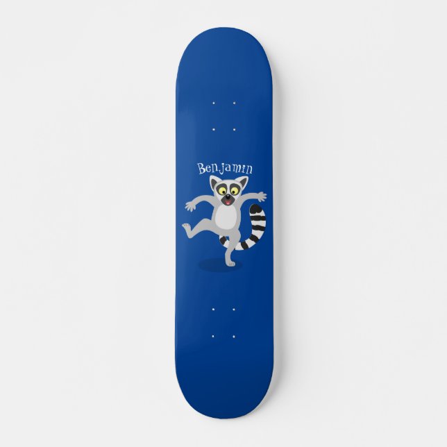 Skateboard Caricature de danse lémurienne en anneau mignon (Devant)