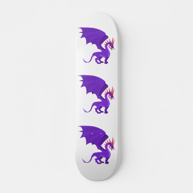 Skateboard Caricature de dragon violet (Devant)