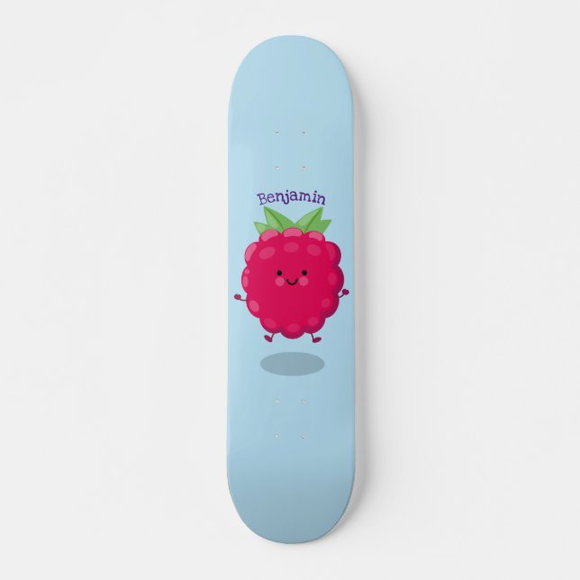 Skateboard Caricature de framboise très heureuse (Devant)