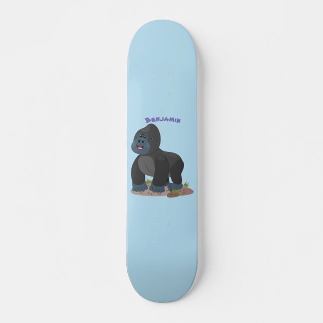Skateboard Caricature de gros gorilles joyeux (Devant)
