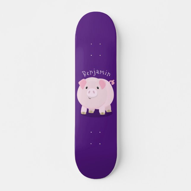 Skateboard Caricature de porc mignon rose pot vendue (Devant)