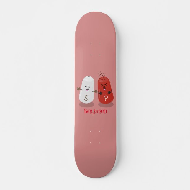 Skateboard Caricature de shakers de sel et de poivre de Cute  (Devant)