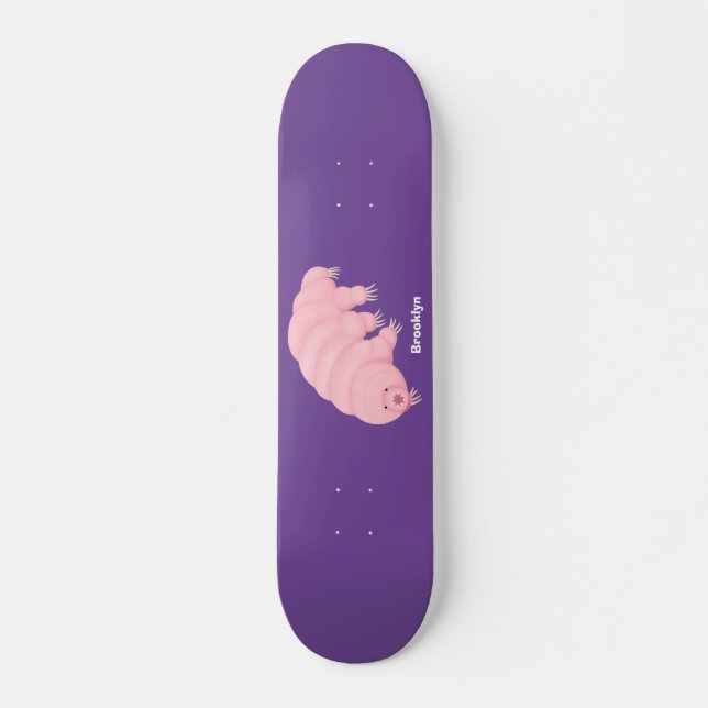 Skateboard Caricature d'ours d'eau tardigrade rose mignon (Devant)
