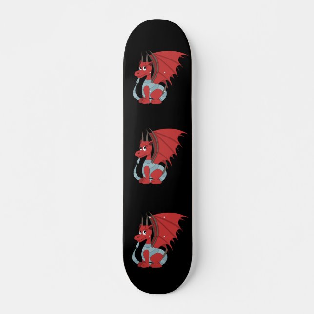 Skateboard Caricature Dragon Rouge (Devant)
