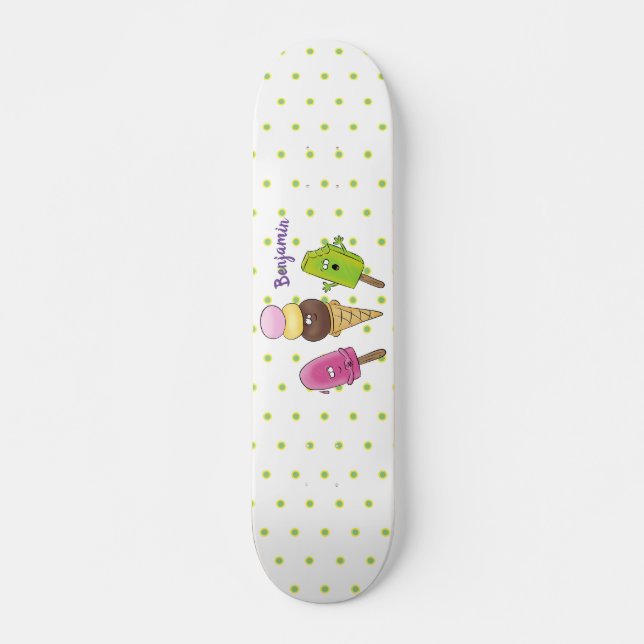 Skateboard Caricature drôles de glace popsicle dessin animé t (Devant)