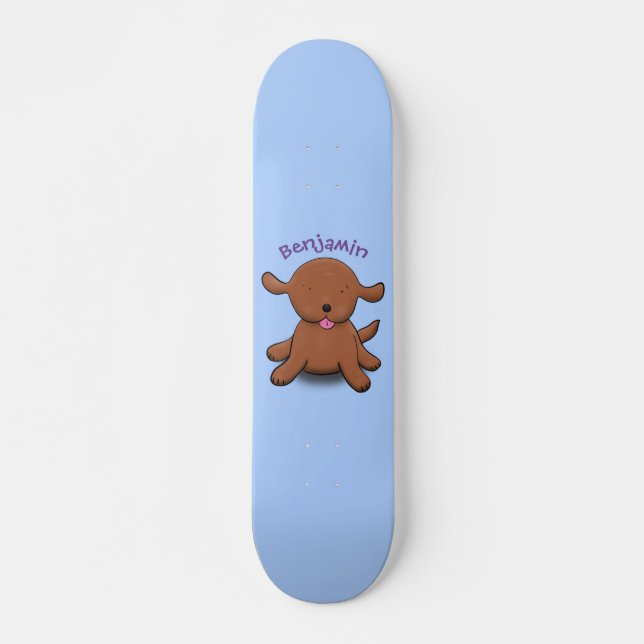 Skateboard Caricature en bleu pour chien de chiot joyeux (Devant)