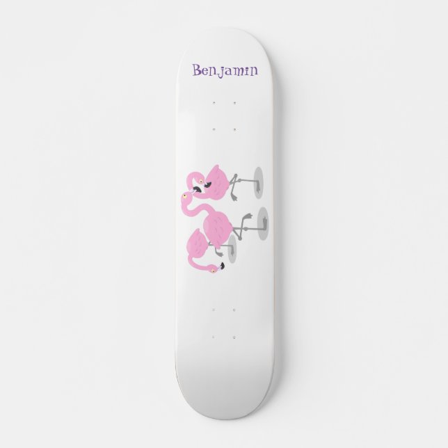 Skateboard Caricature en trio flamand rose mou (Devant)