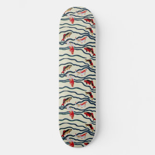 Skateboard Carpe de style Art déco coloré nageant dans la mar