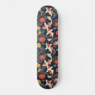Skateboard Carpe Koï Élégante et Motif de Lotus