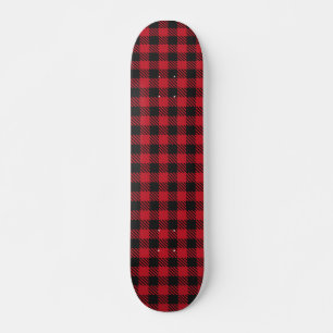 Skateboard Carré de Buffalo Noir Rouge Plaid Motif 1