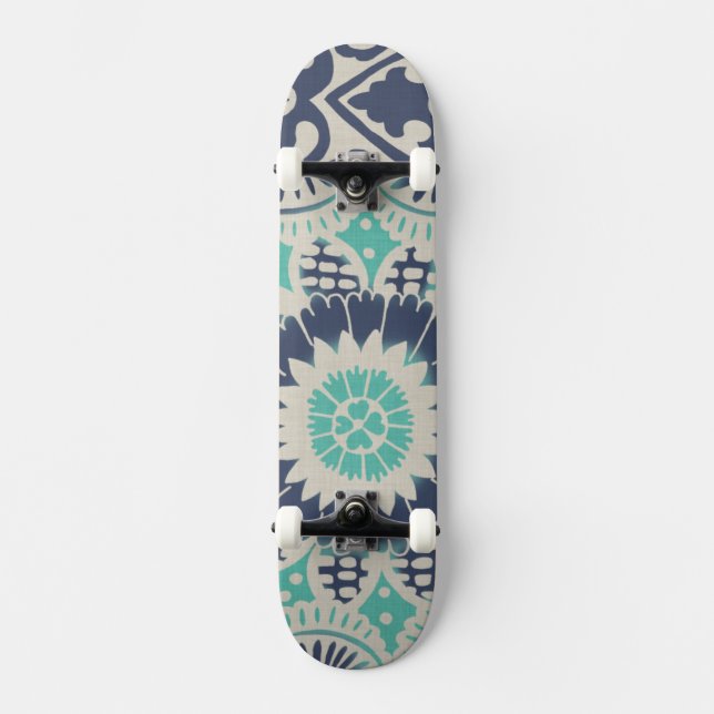 Skateboard Carreau bleu Batik III (Recto)