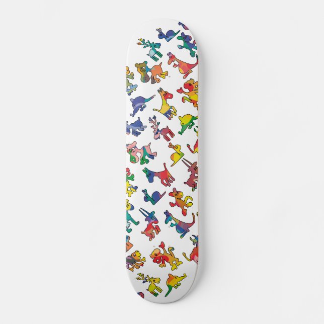 Skateboard Carreaux de Motif Animaux Abstraits (Recto)